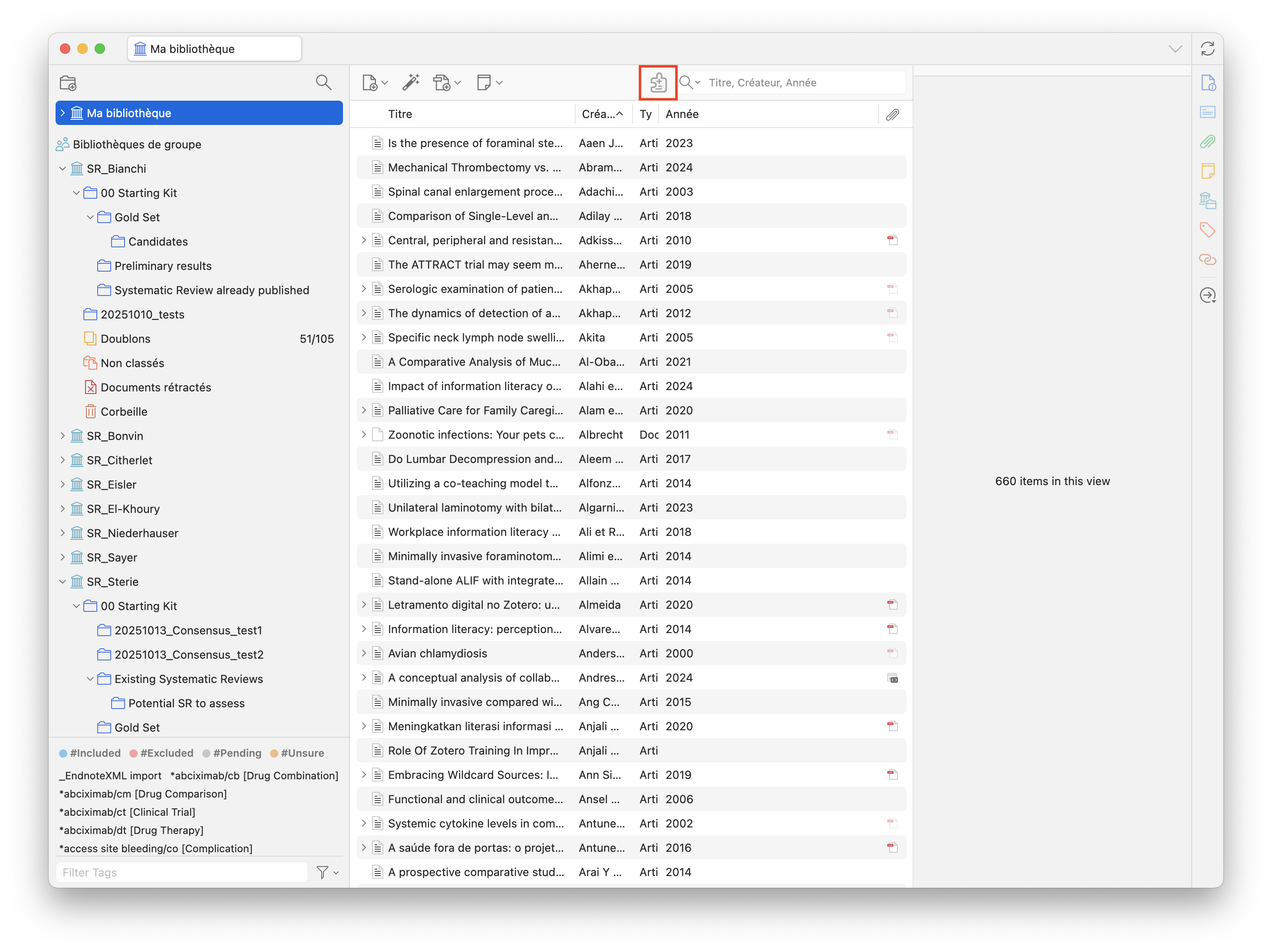 Emplacement du bouton d'accès à Add-on Market dans l'interface de Zotero